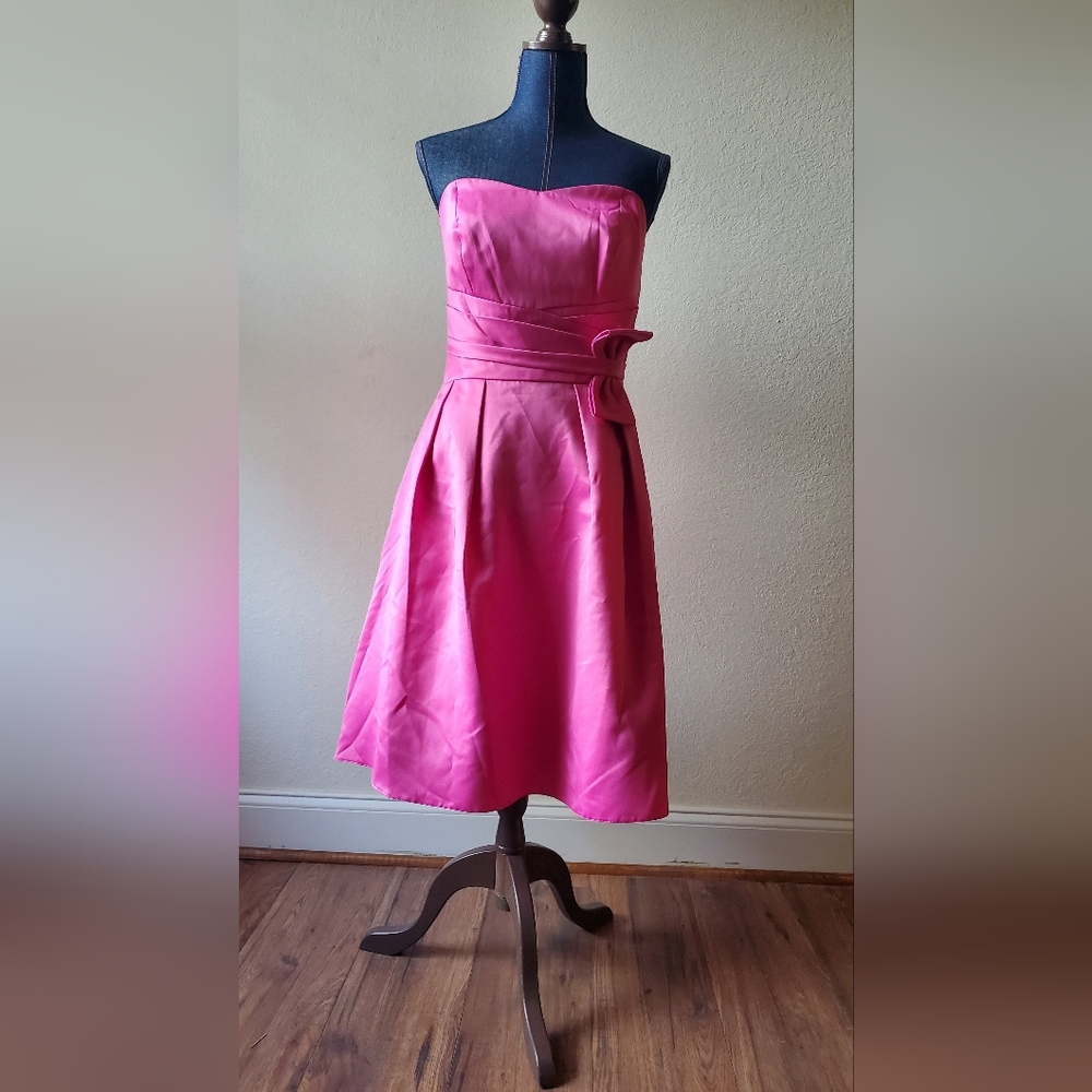 Strapless Fuchsia Prom Dress with Waist Detail